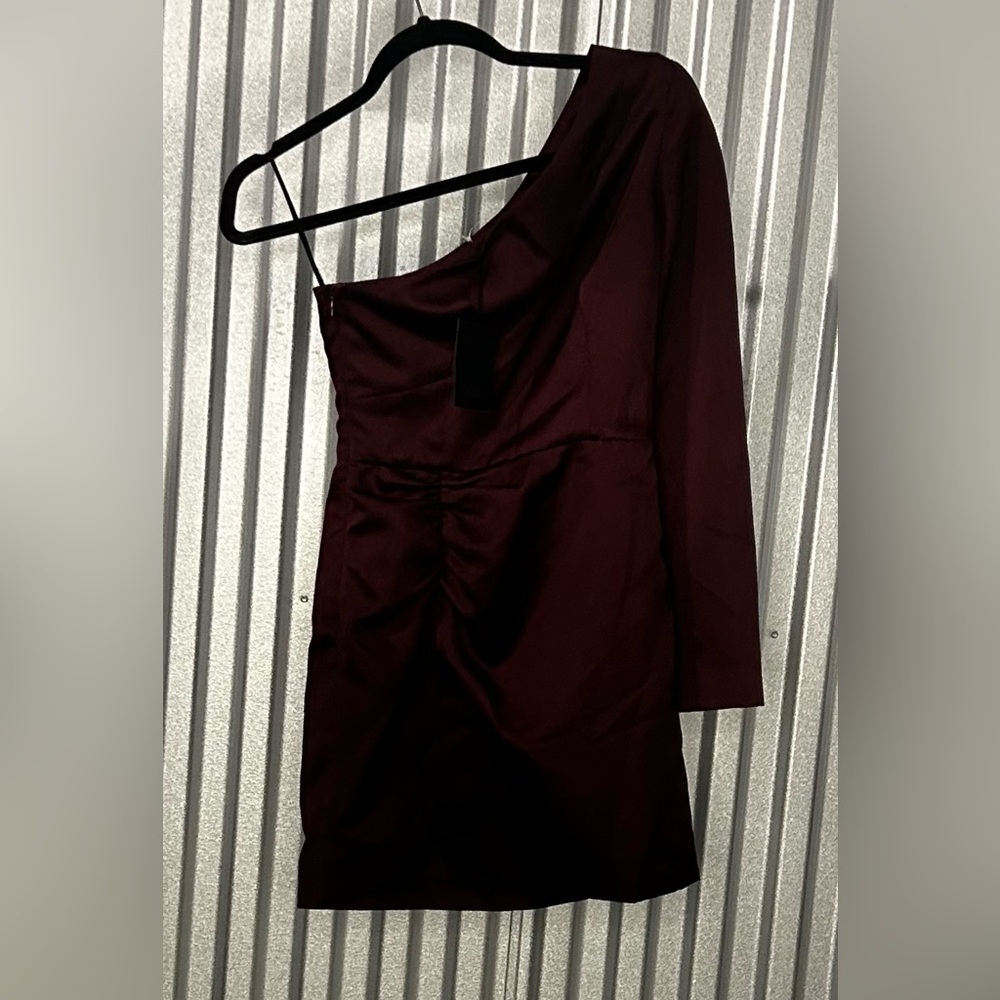 Women’s NWT NBD Red Designer Slim One Shoulder Long Sleeve Midi Dress Size XXS